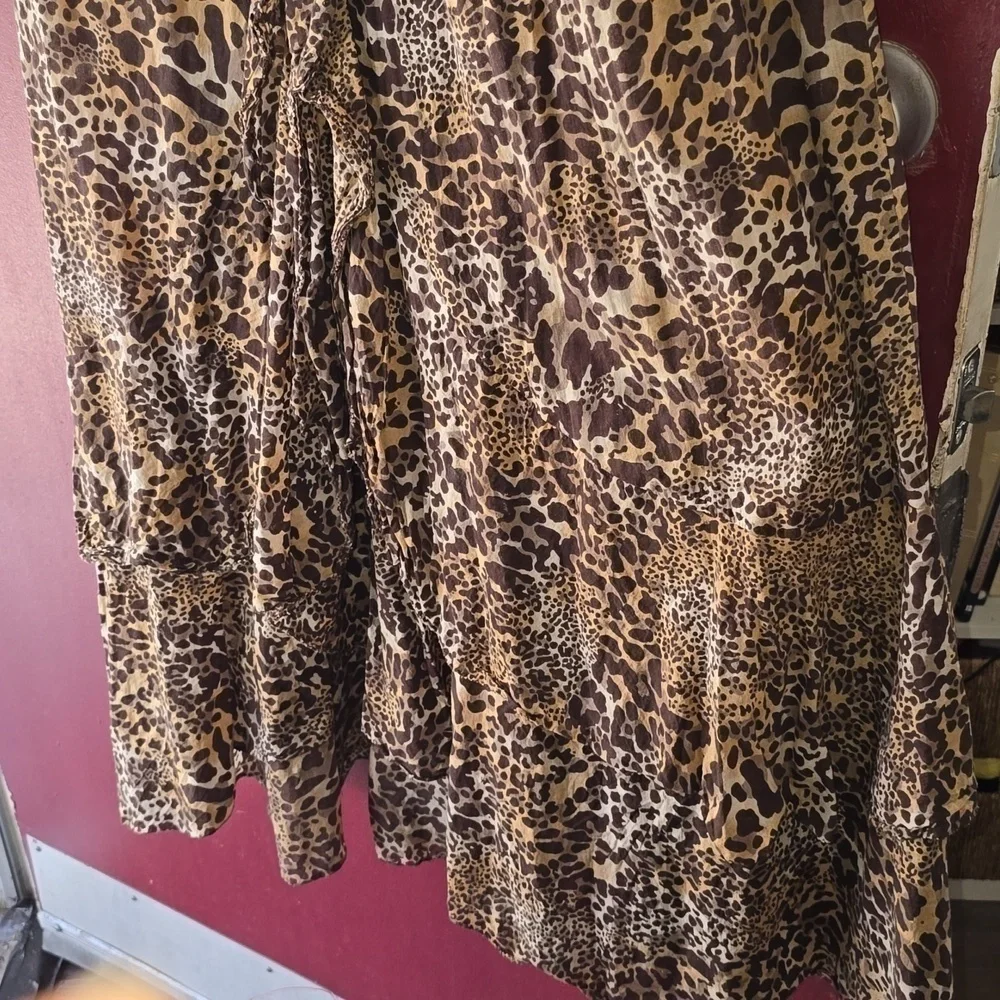 Tan and Brown Leopard Maxi Ruffles Dress - Picture 7 of 9